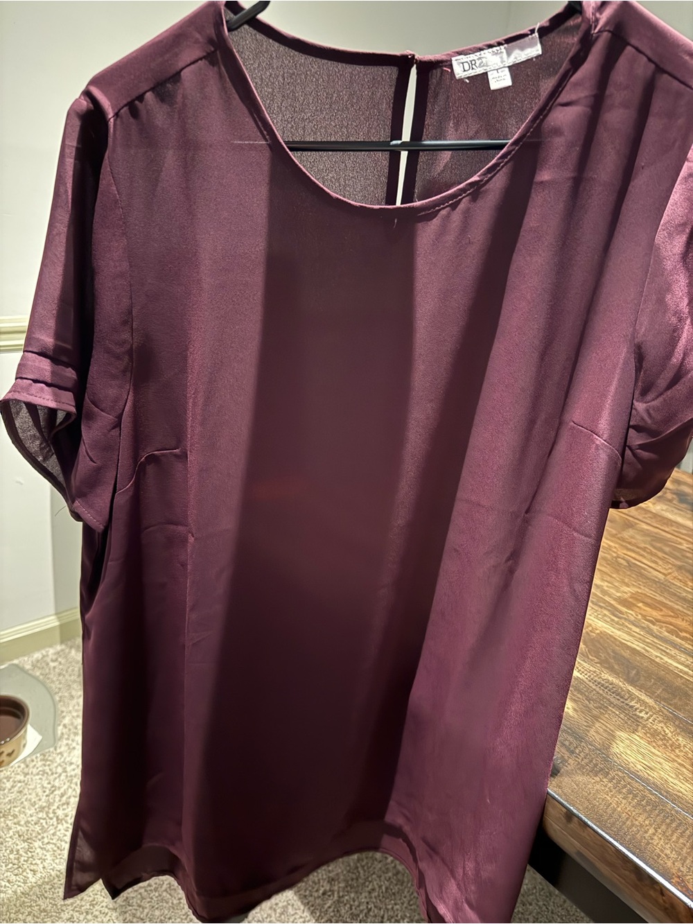 DR2 Plum Short Sleeve Scoop Neck Blouse